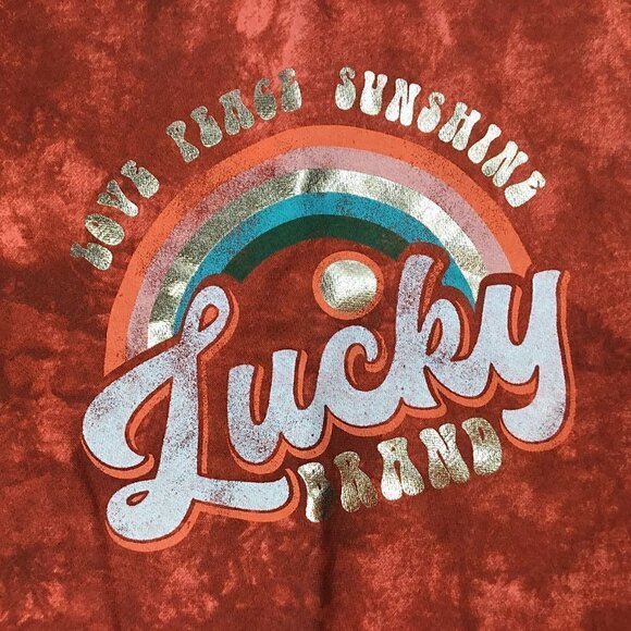 Lucky Brand NWT Crop Sweatshirt LOVE PEACE SUNSHINE Rainbow Girls XL 16 - Picture 3 of 7